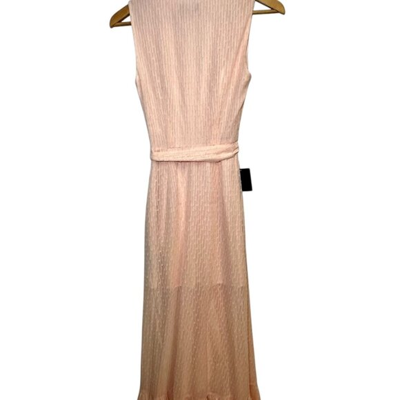 Bebe Textured Ruffle Surplice Maxi Dress Peach Pink NWT Size 2 | Wedding Guest S - Picture 5 of 9